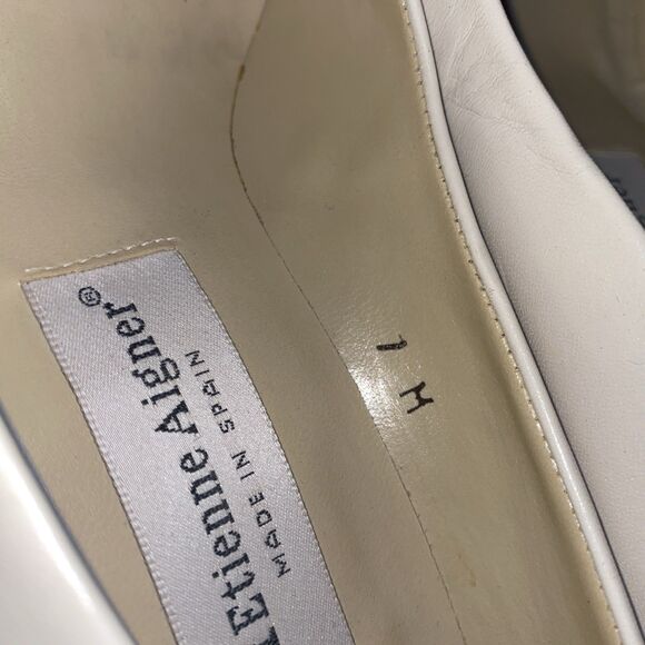 Etienne Aigner White Taylor Point Toe Block Heels Genuine Leather Size 7 M - Picture 9 of 9
